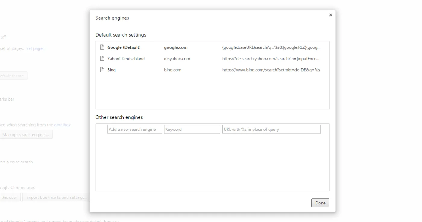 Change Google Chrome default Search Engine from Country TLD to google.com
